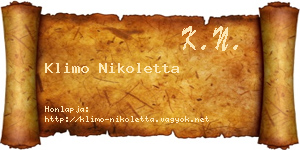Klimo Nikoletta névjegykártya